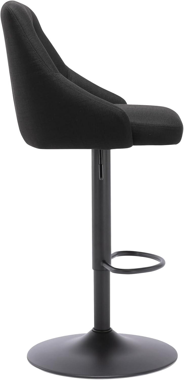 Brage Living Swivel Bar Stool with Back, Adjustable Fabric Tufted Barstool, Upholstered Counter Height Airlift Bar Chair for Kitchen Dining Cafe (Black)