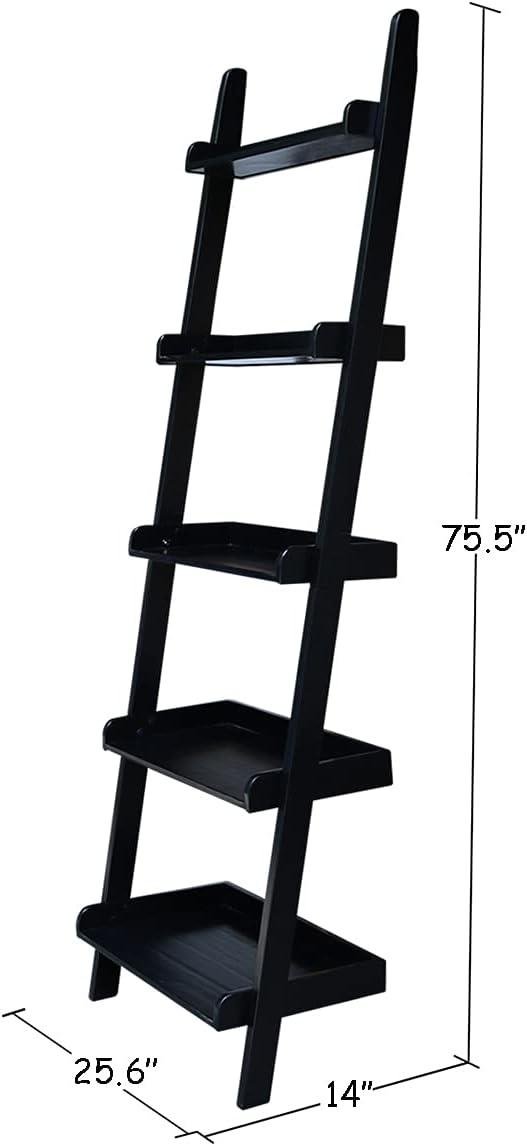 Adjustable Black Wood Ladder Shelf Unit, 51.2"