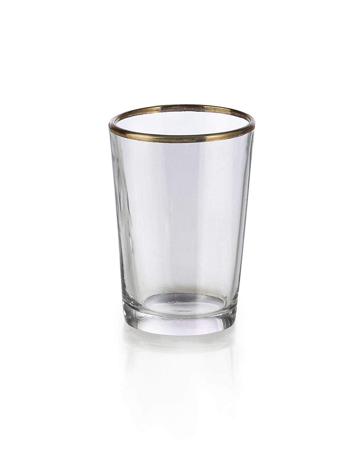 Serene Spaces Living Set of 6 Gold Rimmed Glass Votive Holders, Ideal for use at Home, Wedding, Aromatherapy, Spa, Reiki, Measures 3.5" Tall & 2.5" Diameter
