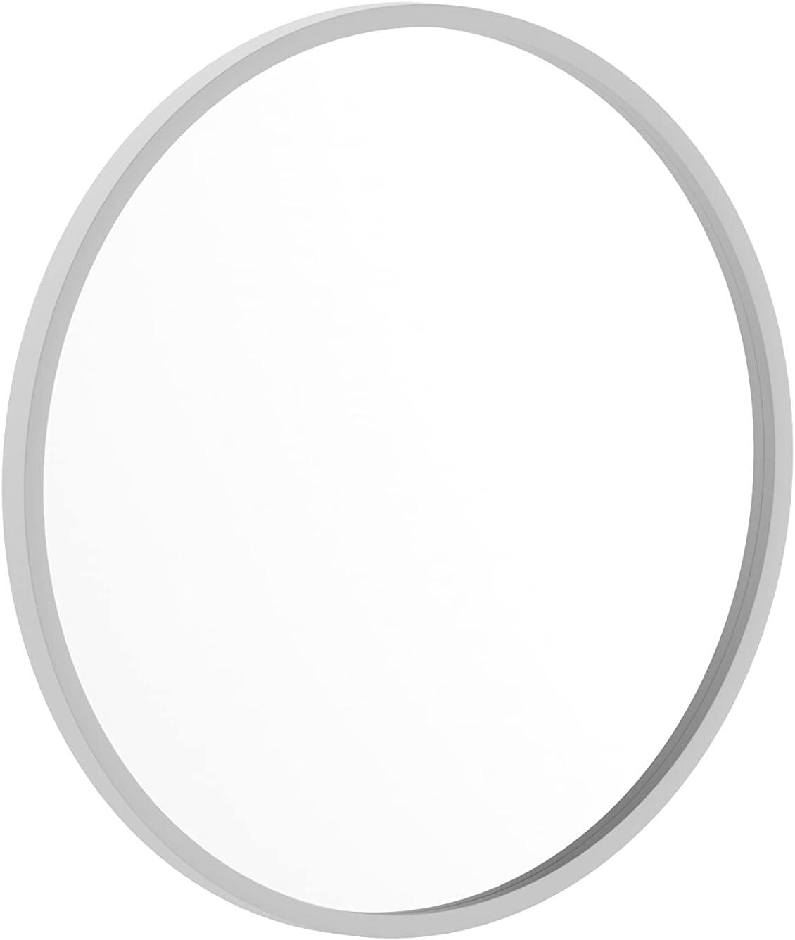 Julianne 20" Round Silver Metal Slim Frame Wall Mirror