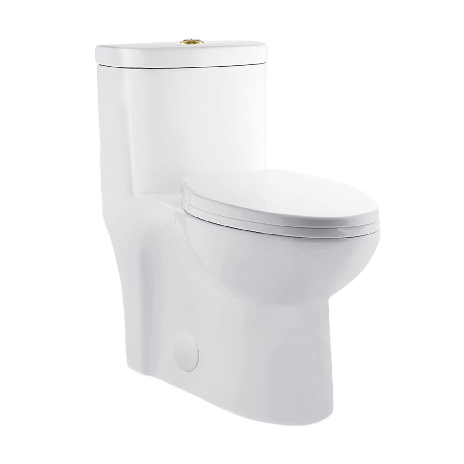 Swiss Madison Besanxcon Glossy White Elongated Standard height 12-in Rough-In 1.6 GPF Touchless Smart Compatible Slow Close Feature 1-piece Toilet