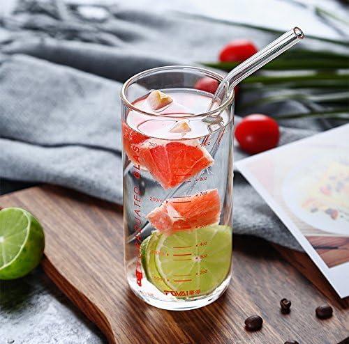8-Pack Clear Glass Smoothie Straws, 10mm Wide 10" + 9 " Long Reusable Drinking Straws with 2 Cleaning Brush