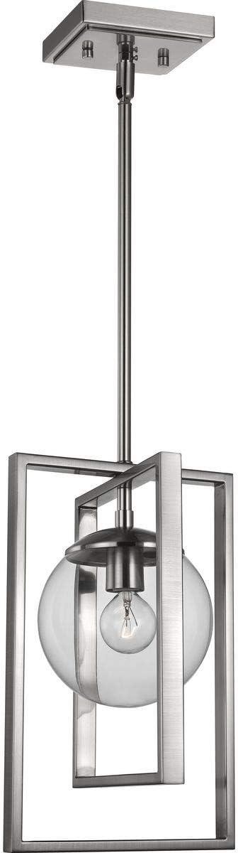 Progress Lighting Atwell 1-Light Pendant, Brushed Nickel, Clear Globe Shade