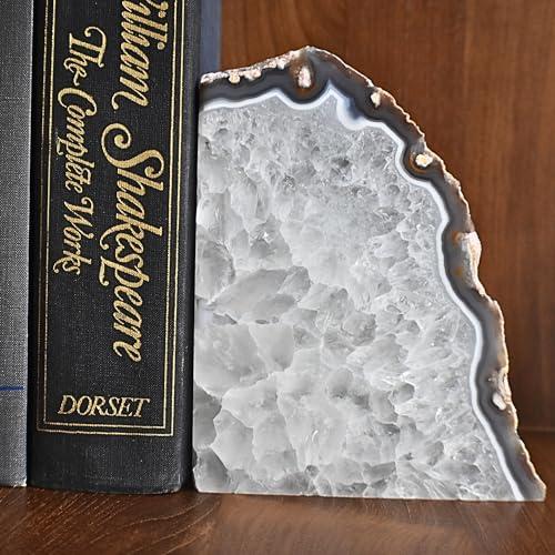 Agate Bookend, Geode Agate Bookend, Decorative Home Accessory, Crystal Bookend, Natural Stone Bookend, 3-5 lbs
