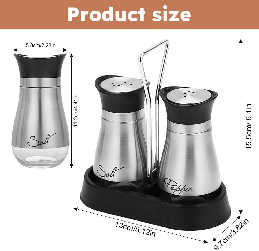 Juvale Stainless Steel Salt and Pepper Shakers Set with Glass Bottom, Perforated "S" and "P" Caps - Modern Kitchen Decor (4oz)