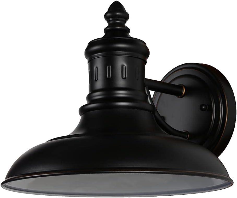 Design House 516732 Monterey Industrial Modern 1-Light Indoor/Outdoor Wall Mount with Metal Shade for Porch Entryway Barn, Oil Rubbed Bronze