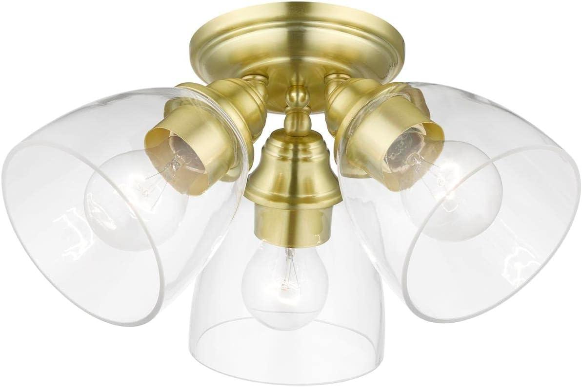 Livex Lighting Montgomery 3 - Light Flush Mount in  Satin Brass
