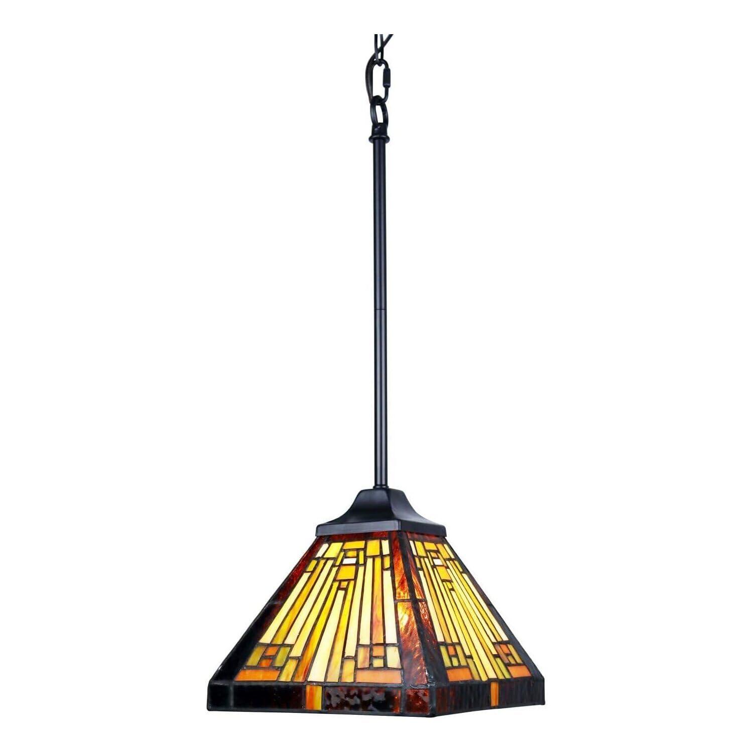 Chloe Lighting Innes Mission Tiffany-Style Blackish Bronze 1 Light Mini Pendant 8" Wide