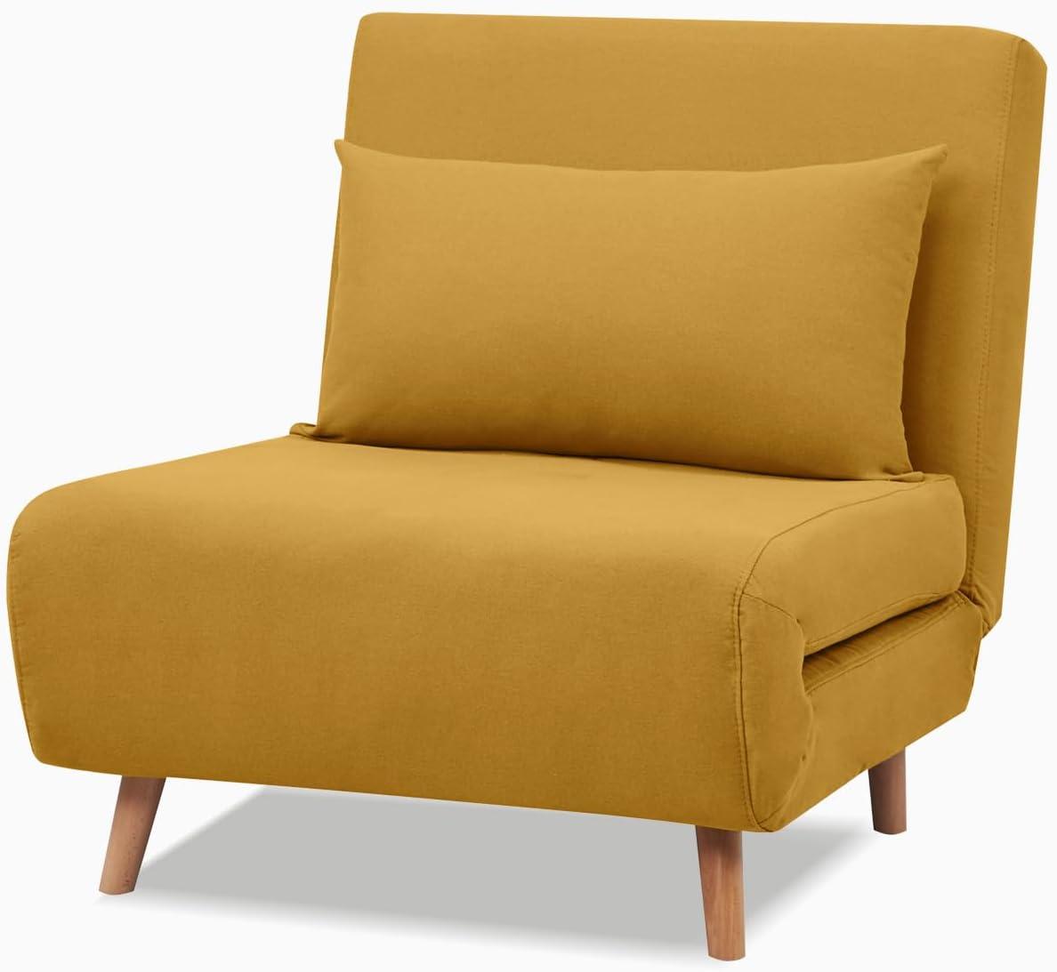 A&D Home Tustin Polyester Convertible Futon Chair, Yellow