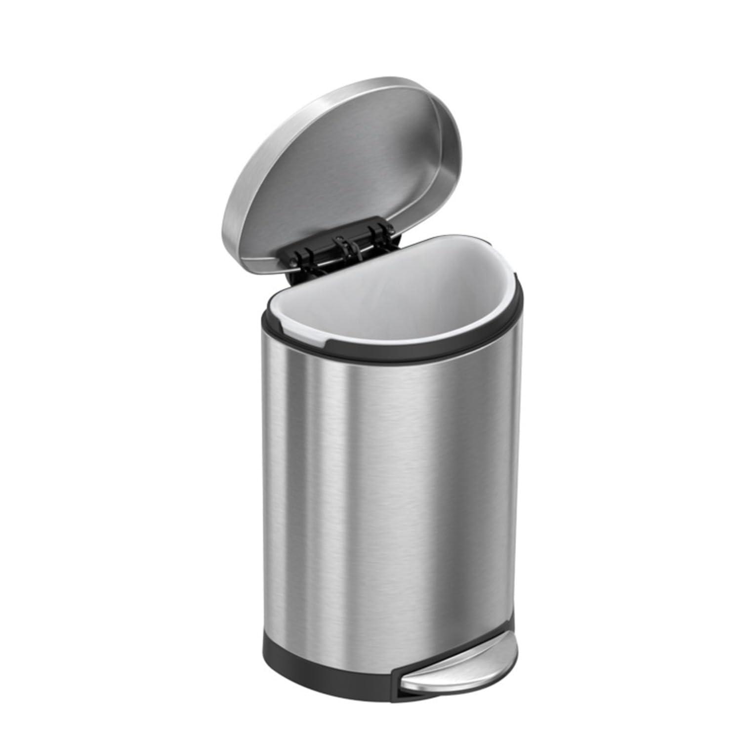 simplehuman 10L Semi-Round Step Trash Can Stainless Steel