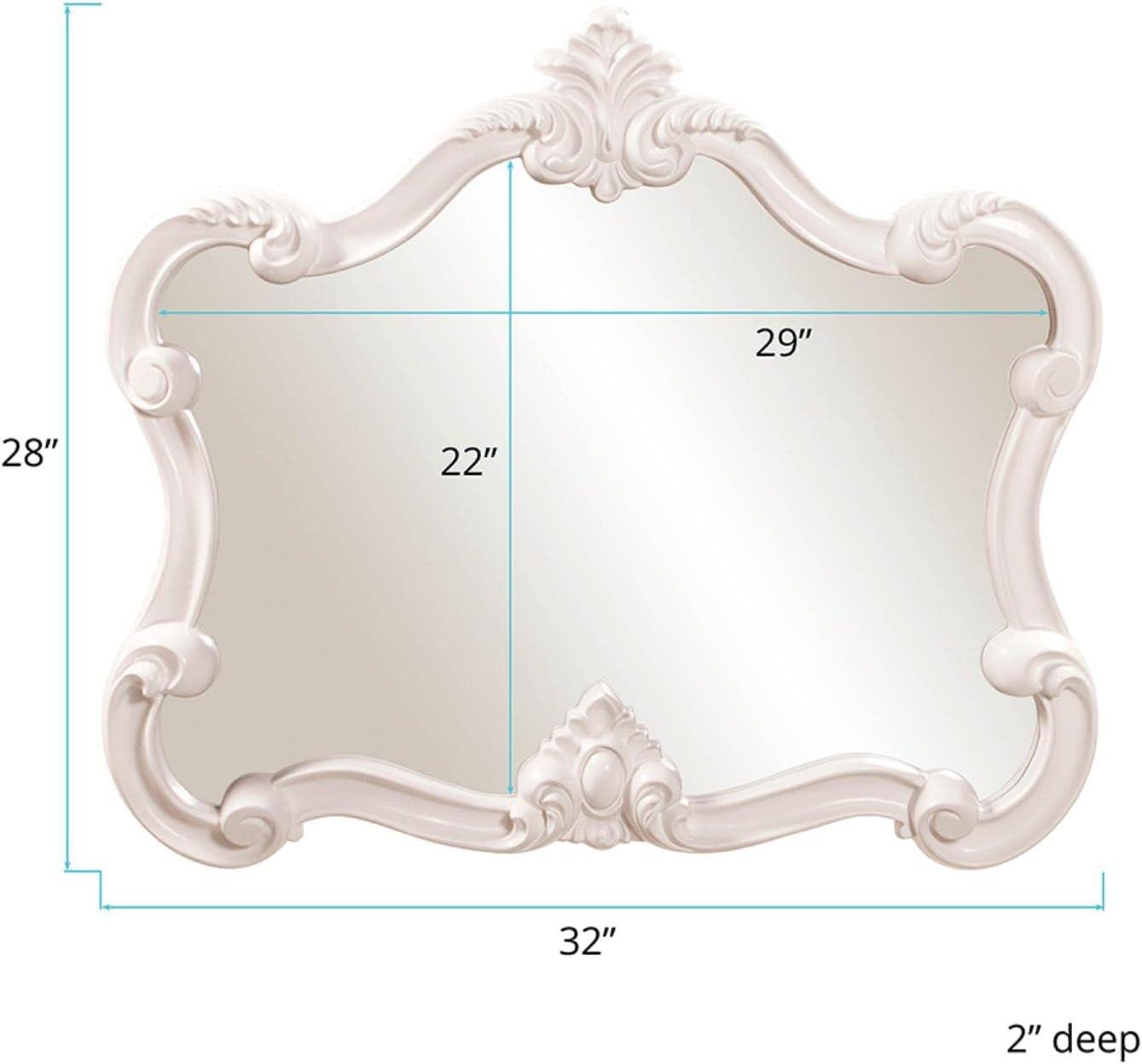 Howard Elliott 28"x32" Veruca Glossy Framed Accent Wall Mirror White: Modern Rectangle, No Assembly Required