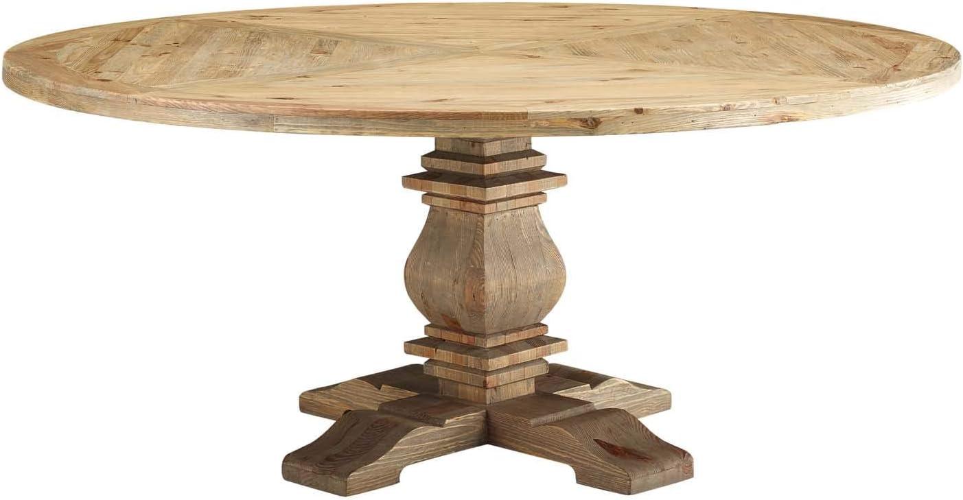 Rustic Farmhouse 71" Reclaimed Pine Wood Round Dining Table