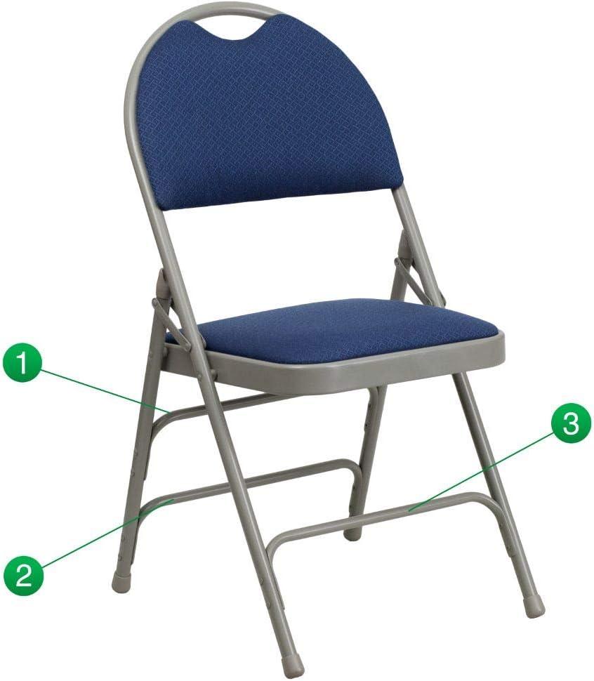 Flash Furniture 2 Pack HERCULES Series Ultra-Premium Triple Braced Navy Fabric Metal Folding Chair with Easy-Carry Handle