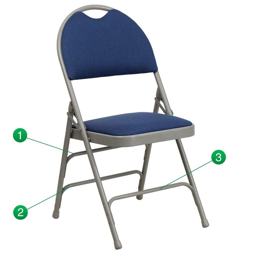 Flash Furniture 2 Pack HERCULES Series Ultra-Premium Triple Braced Navy Fabric Metal Folding Chair with Easy-Carry Handle