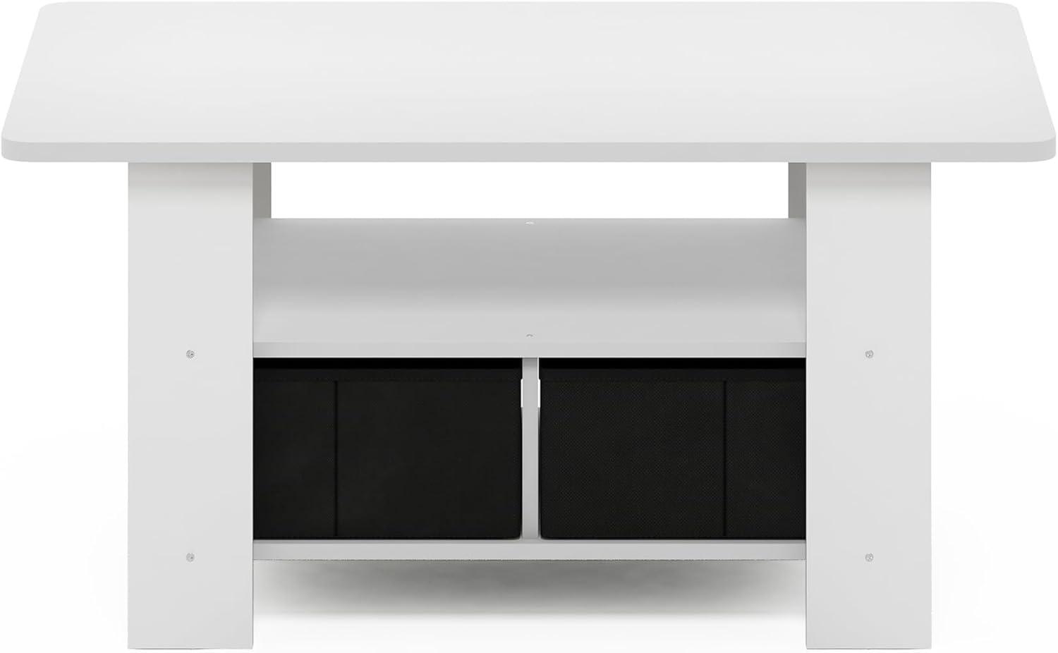 Furinno Andrey Coffee Table with Bin Drawer, White/Black