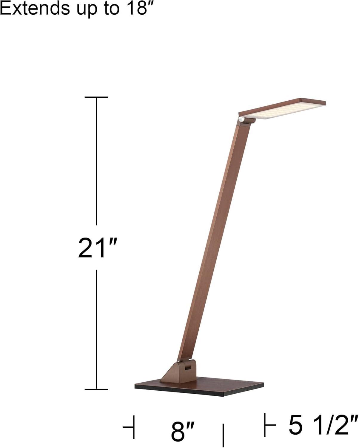 Possini Euro Design Bentley Modern Desk Lamp 21" High French Bronze Aluminum Metal LED Touch On Off Adjustable Head for Bedroom Living Room Office