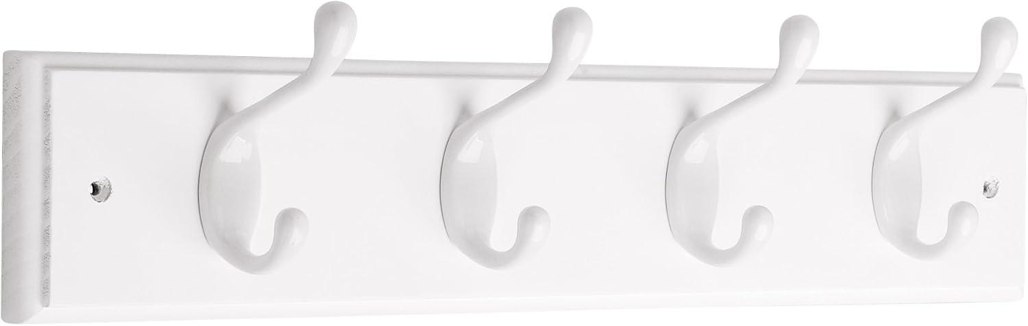 18-Inch White Heavy Duty Wall-Mounted Coat and Hat Rack