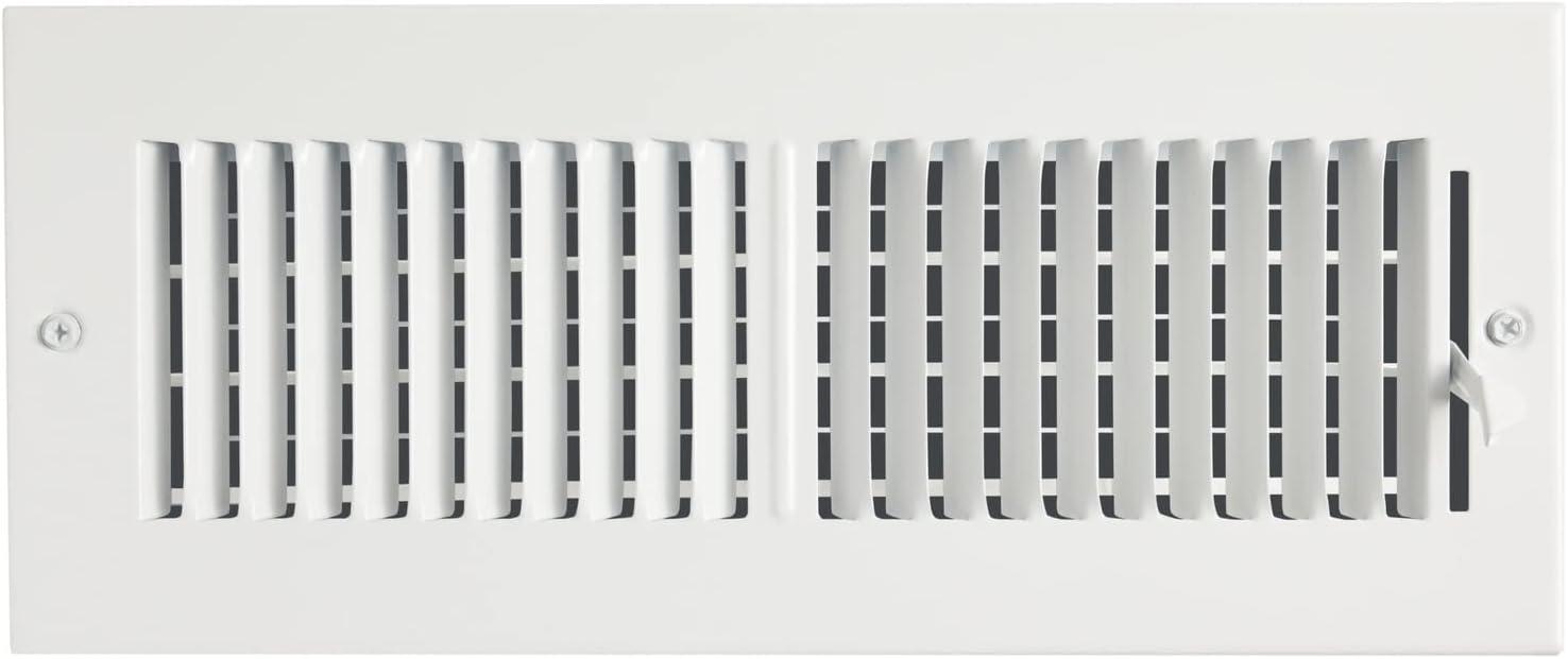 White Metal 4x12 Air Vent Register with Damper