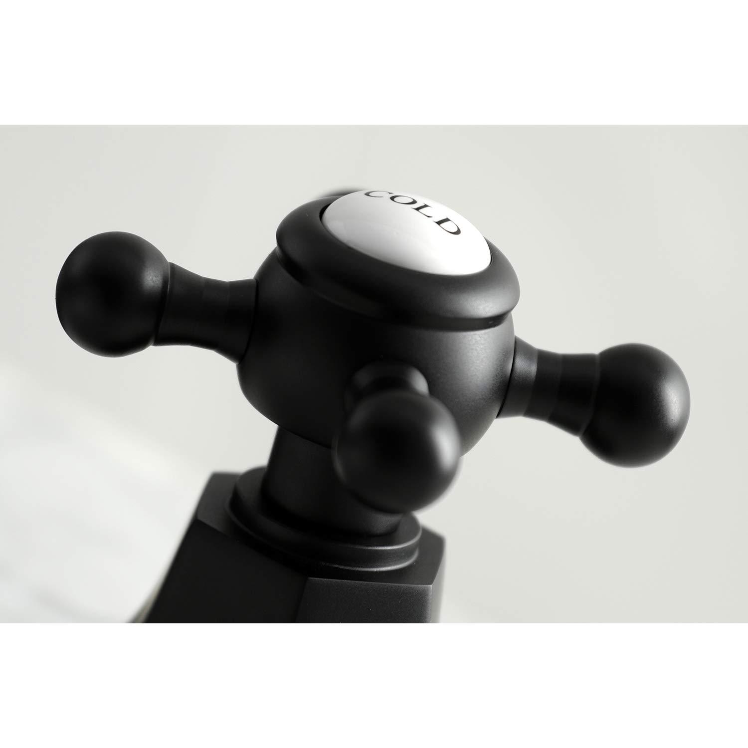 Kingston Brass KS4460BX Kingston Brass Metropolitan Two-Handle 3-Hole Deck Mount Widespread Bathroom Faucet with Brass Pop-Up Drain