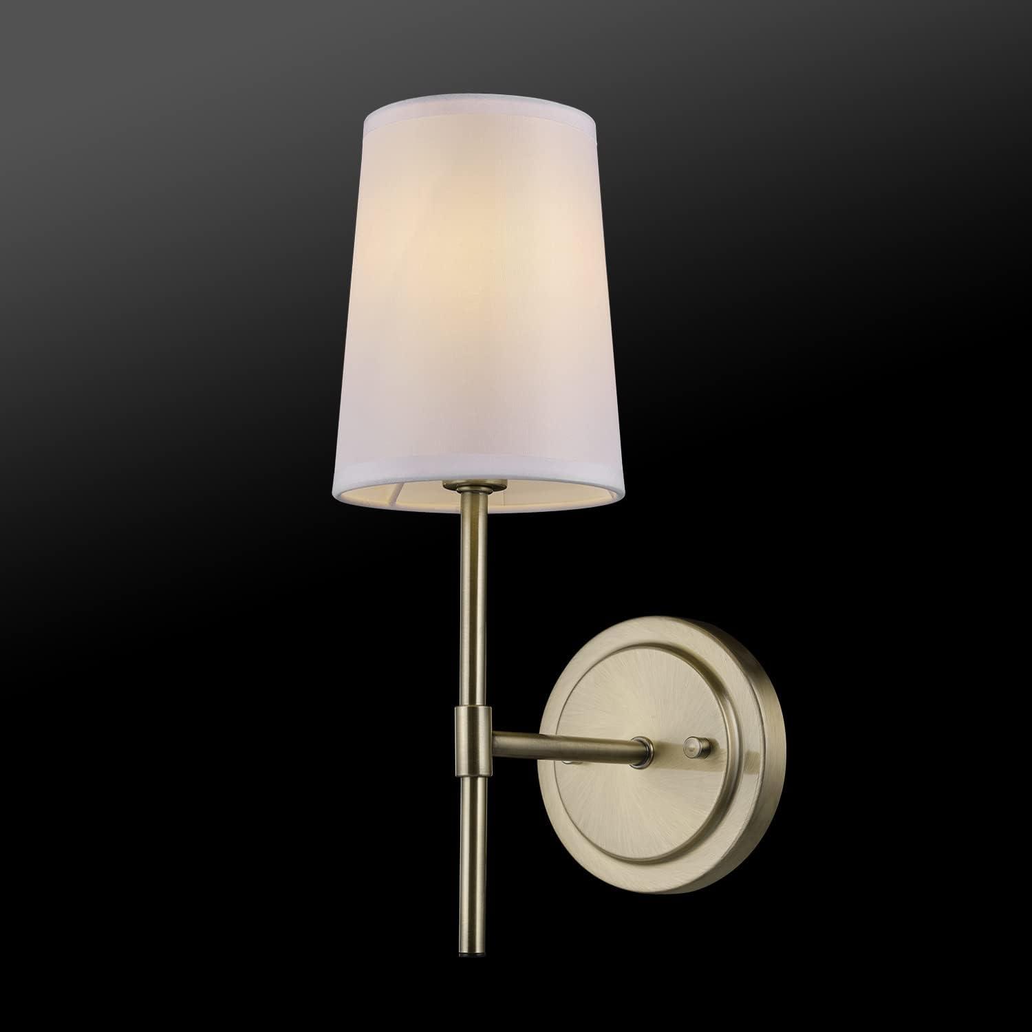 Clarissa Matte Brass Vintage Lantern Wall Sconce with White Shade