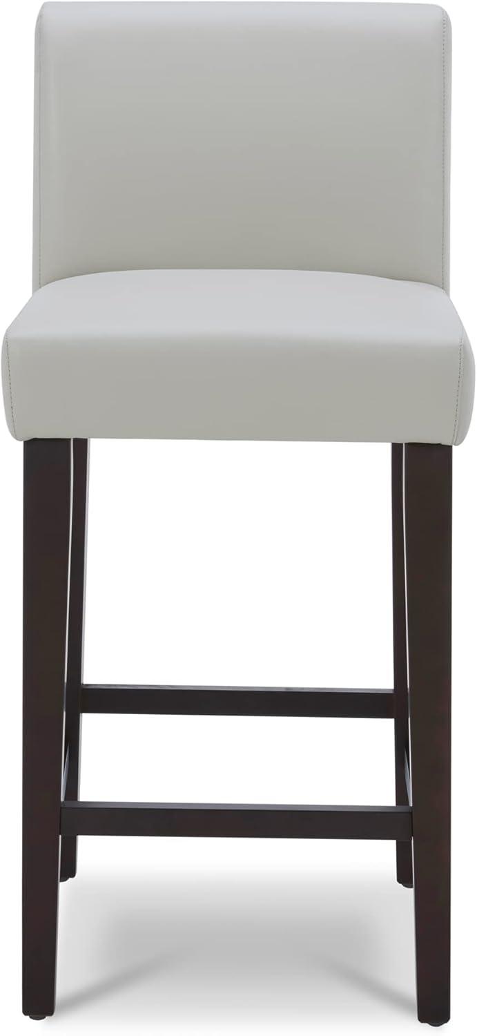 CHITA 25 inch Bar Stools Set of 2, Faux Leather in Creamy Gray