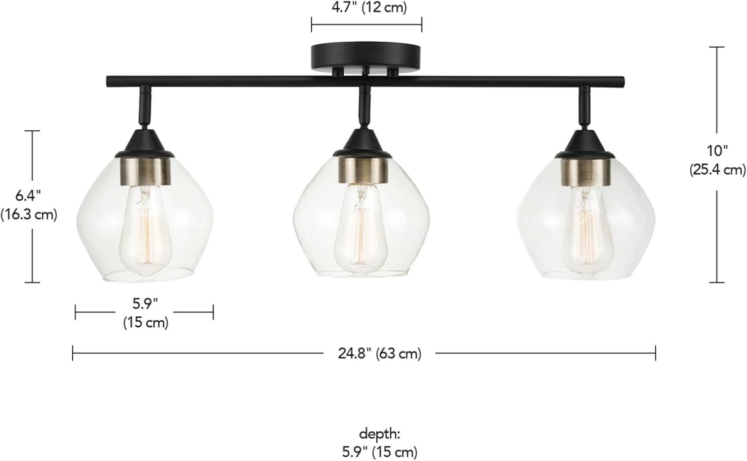 Globe Electric 5.9" 3 Light Matte Black Pendant Head Fixed Track Lighting Set