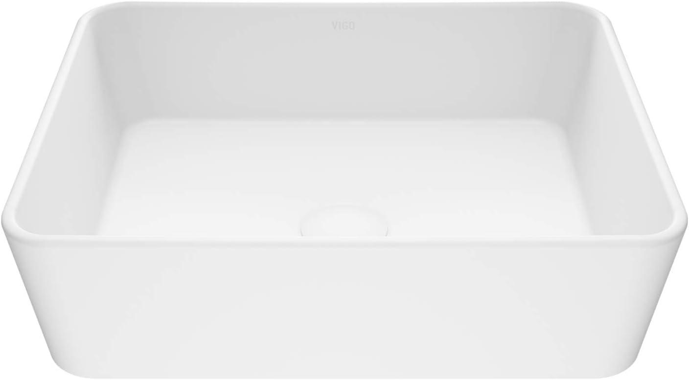 Marigold 18" L x 14" W x 5" H Matte White Handmade Rectangular Vessel Bathroom Sink