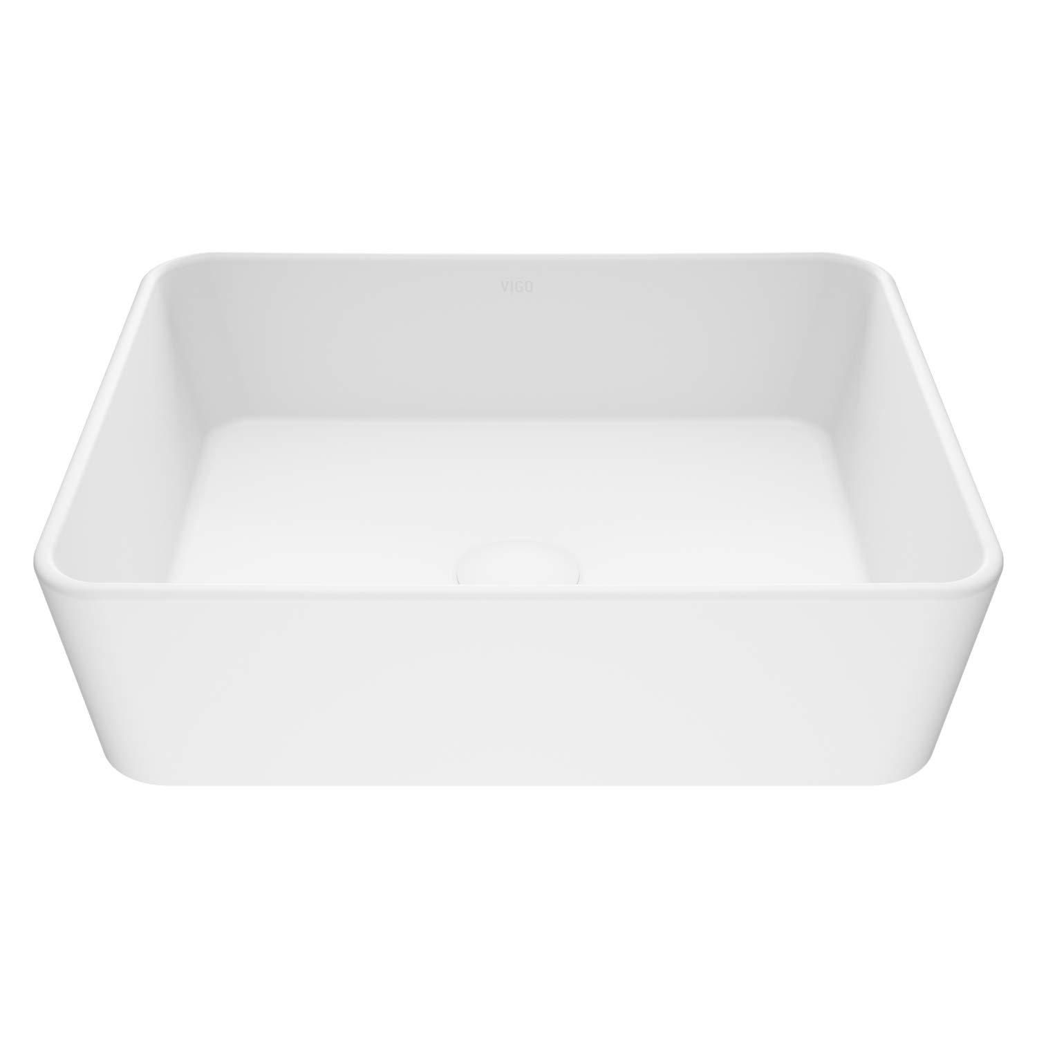 Marigold 18" L x 14" W x 5" H Matte White Handmade Rectangular Vessel Bathroom Sink