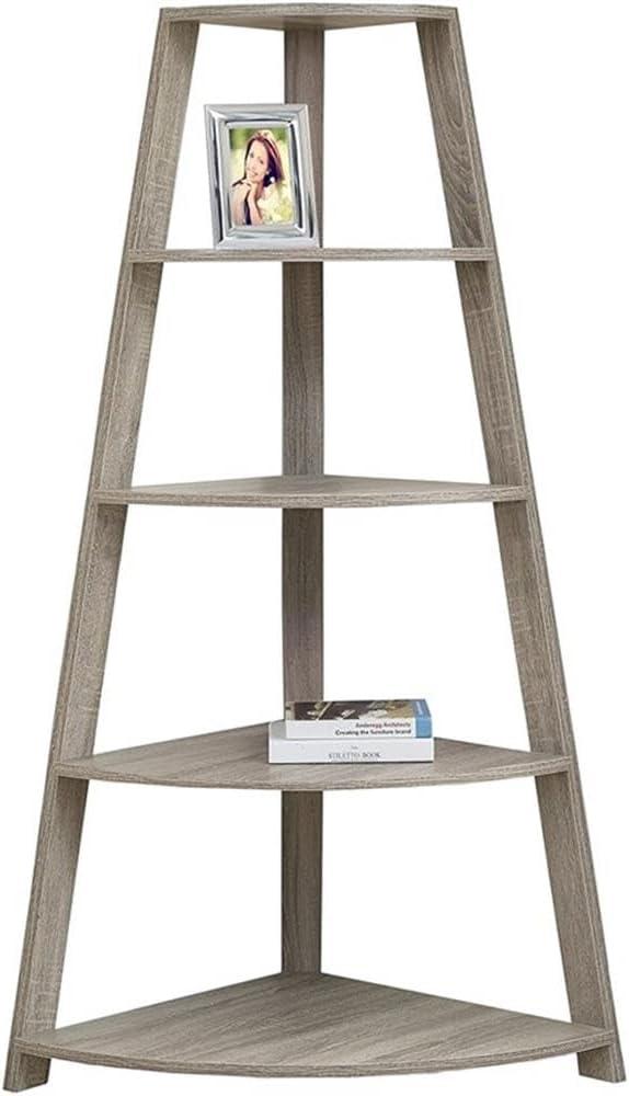 Glasco Bookshelf, Bookcase, Etagere, Corner, 4 Tier, 60"H, Office, Bedroom, Laminate, Contemporary