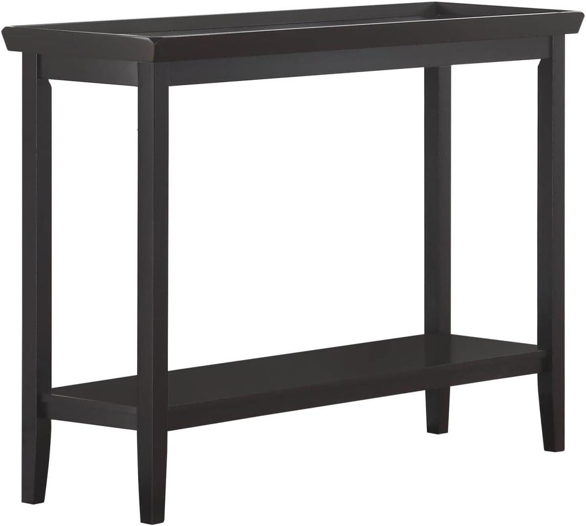 Black Wood Console Table with Shelf, 48 in