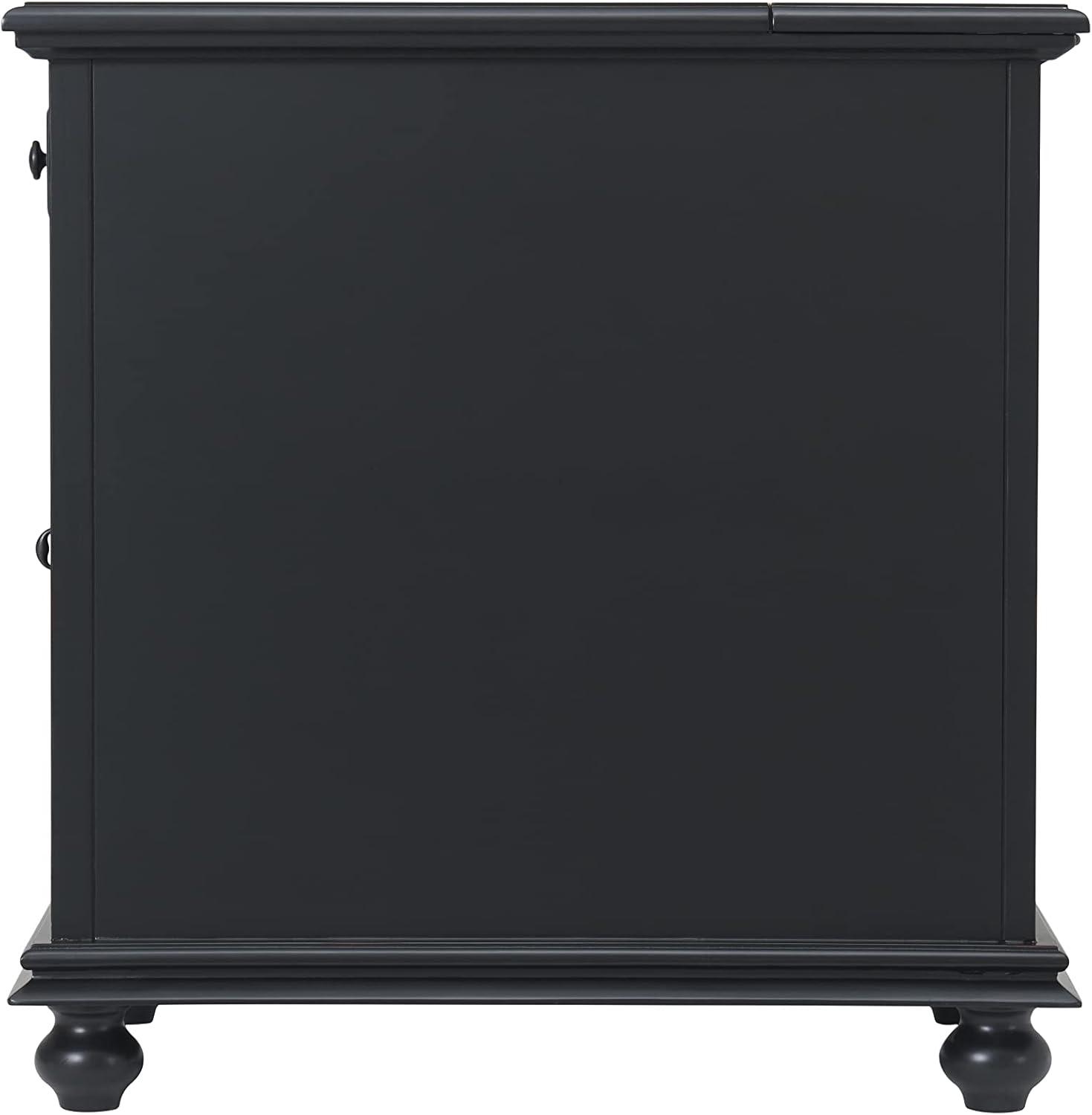 Martin Svensson Home Antique Black Elegant Chairside Table with Power