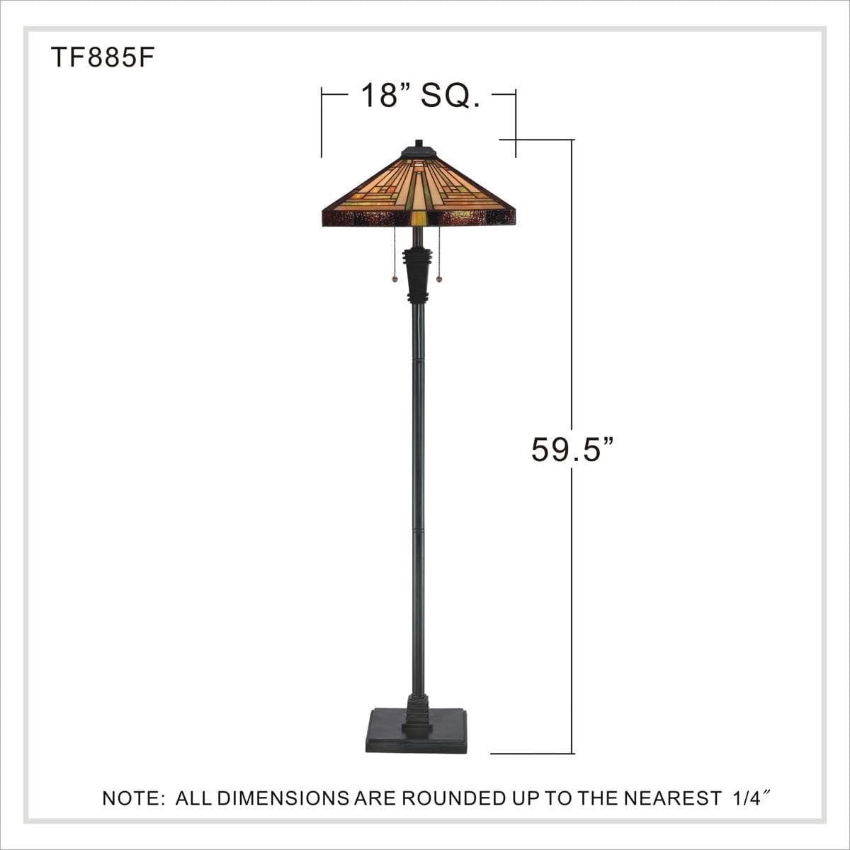 Stephen Geometric Tiffany-Style Bronze Floor Lamp, 59.5" Height