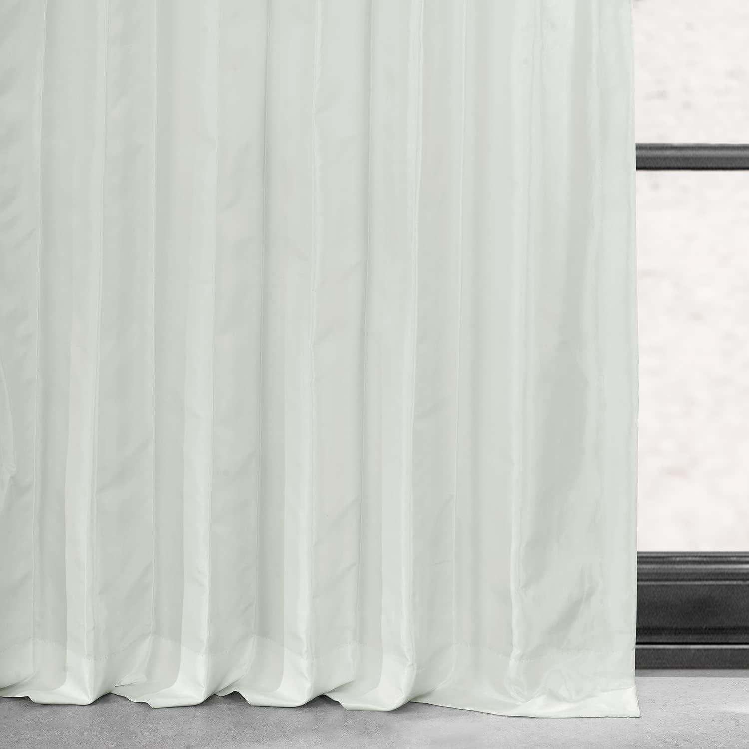 Navy Blue Blackout Faux Silk Taffeta Curtain (1 Panel), Navy Blue, 50W X 108L
