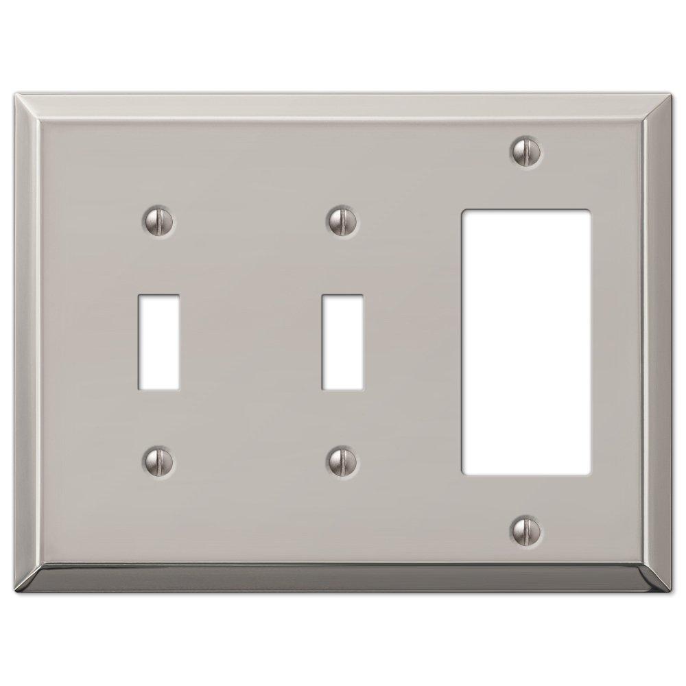 Amerelle 163TTRPN Century Wallplate, 2 Toggle, Steel, Polished Nickel, 1-Pack