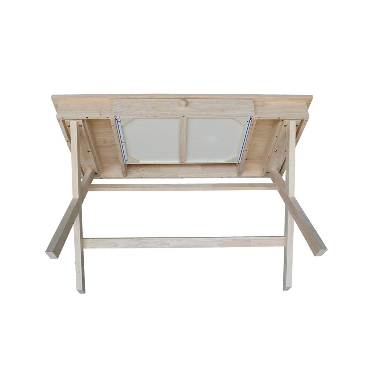 Cross Leg Desk Unfinished - International Concepts: Rubberwood Writing Desk with Drawer, Hardwood Frame