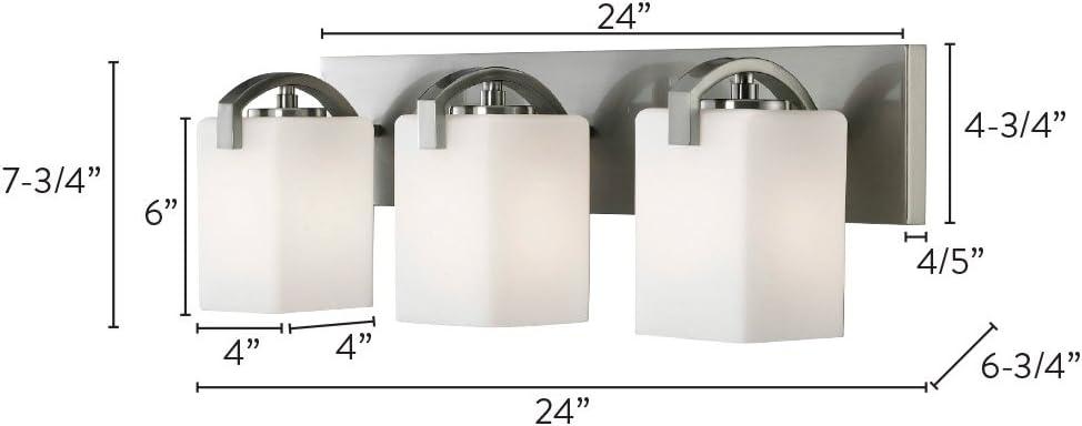 Palmer Contemporary Brushed Nickel 3-Light Vanity with White Opal Glass