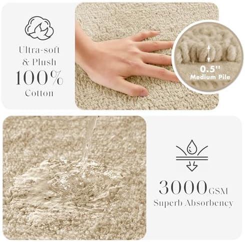 Madison Park 24"x72" Splendor Cotton Tufted Reversible Bath Rug Tan: Machine Washable, OEKO-TEX Certified