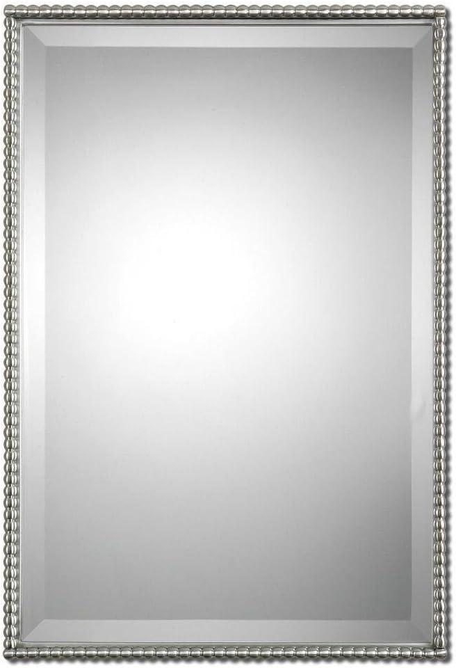 Rectangular Silver Hand Forged Metal Bathroom Vanity Mirror