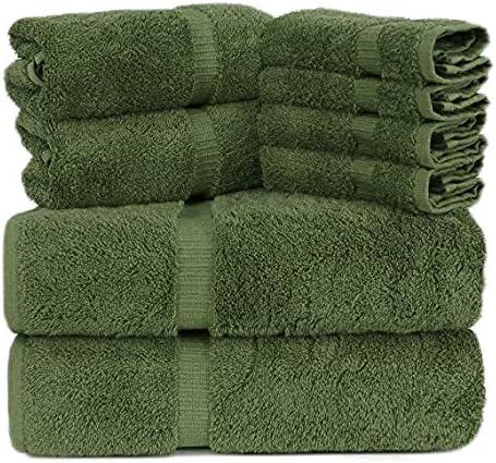 Moss Green Turkish Cotton 8-Piece Super Soft Towel Set