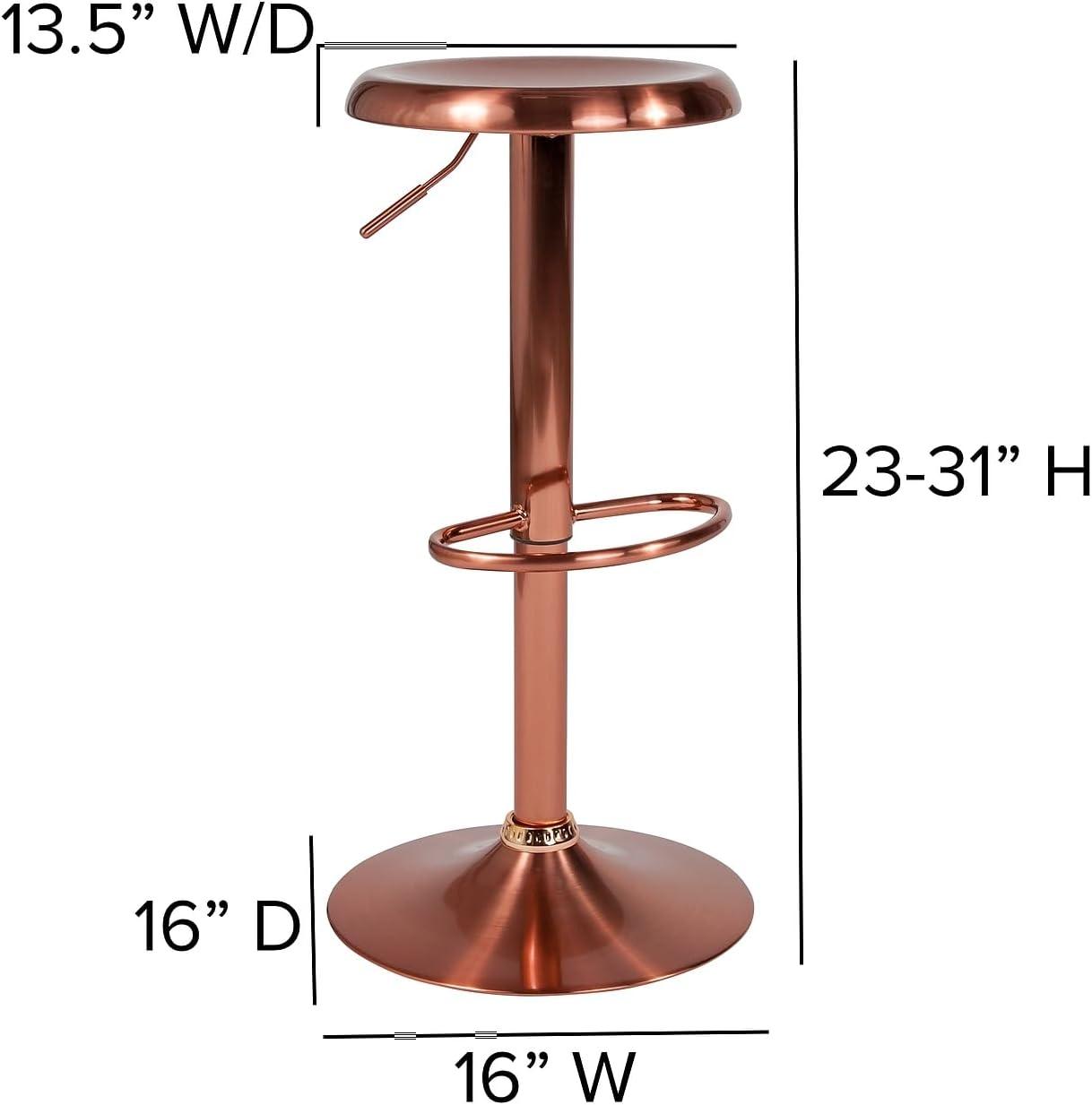 Flash Furniture Madrid Series Adjustable Height Retro Barstool in Rose Gold Finish