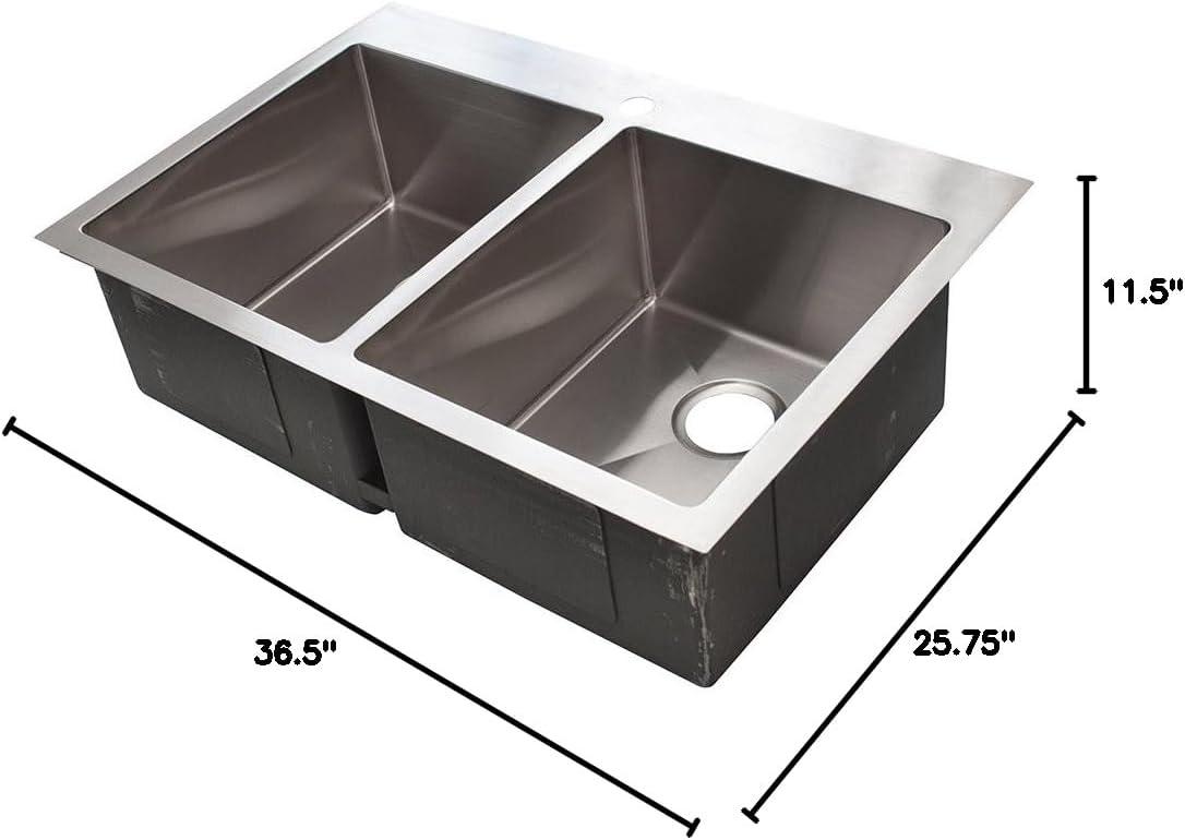 33" Dual Bowl Stainless Steel Drop-In Kitchen Sink