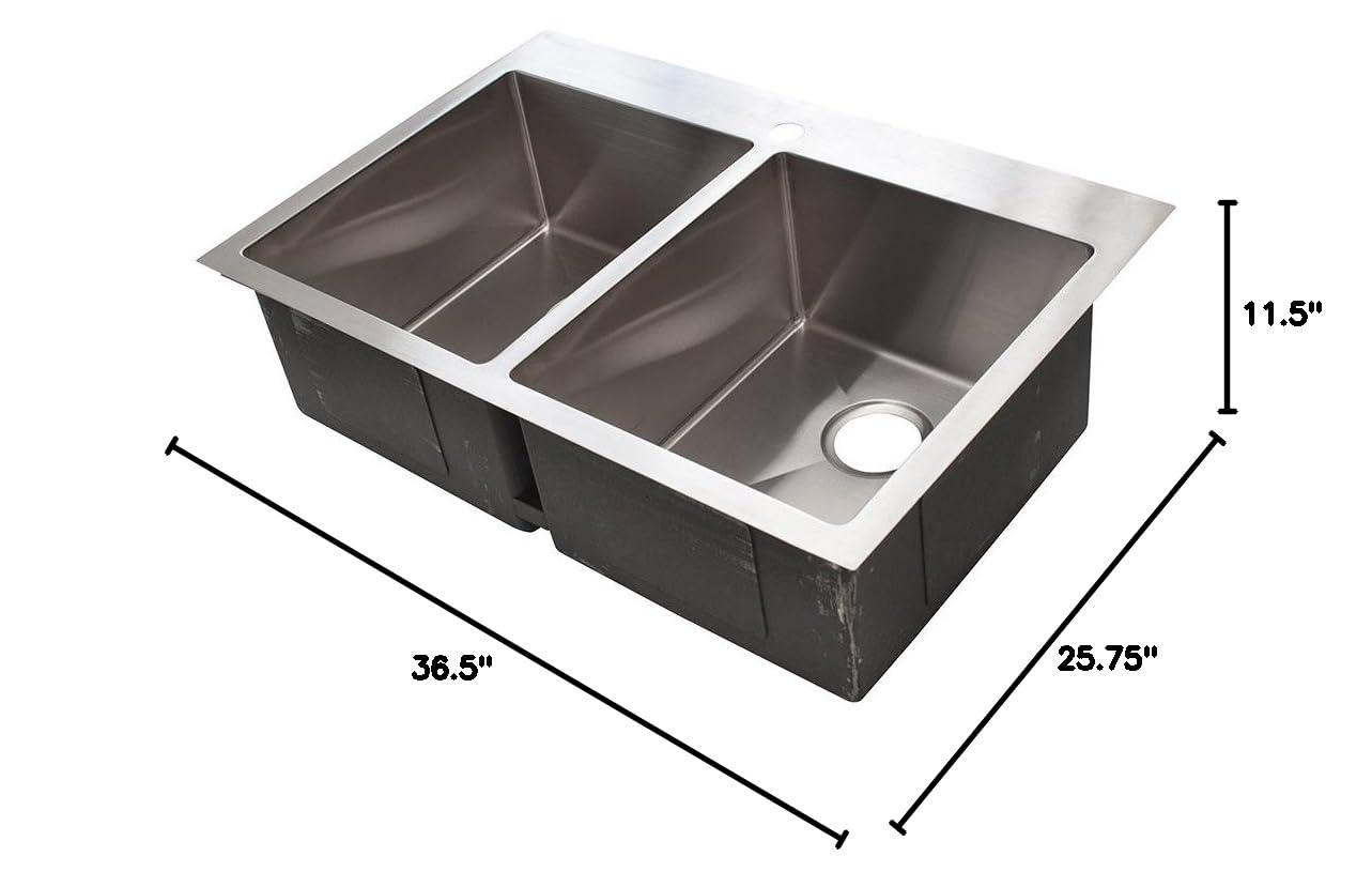 Vector 34" L x 23" W Double Basin Dual Mount Kitchen Sink