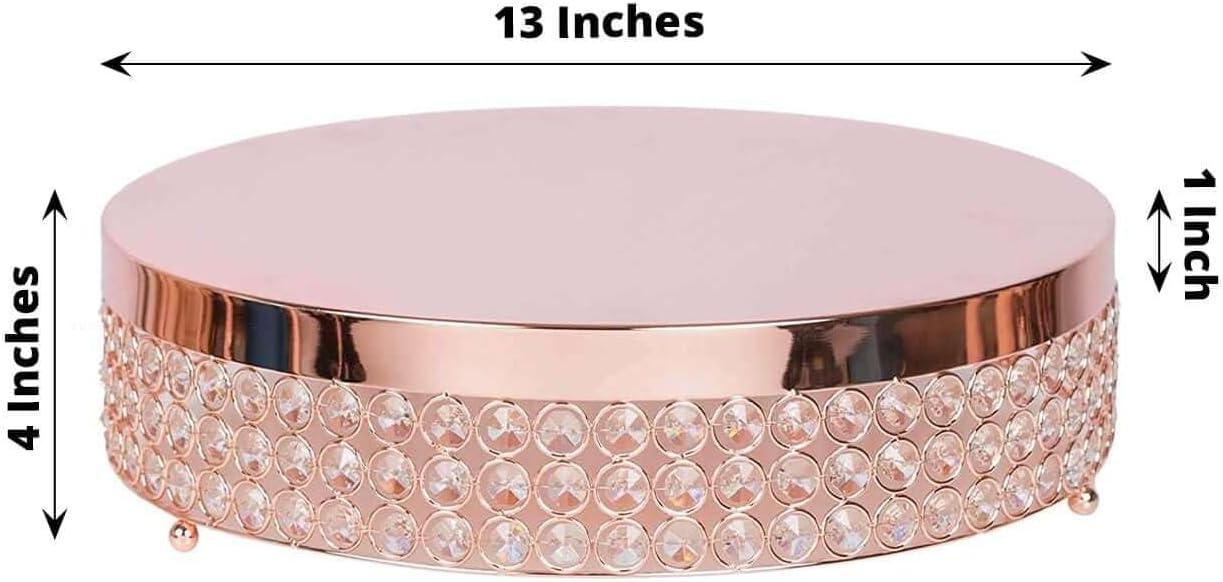 Efavormart 13" Blush/Rose Gold Crystal Beaded Metal Cake Stand Pedestal, Cupcake Display, Dessert Riser