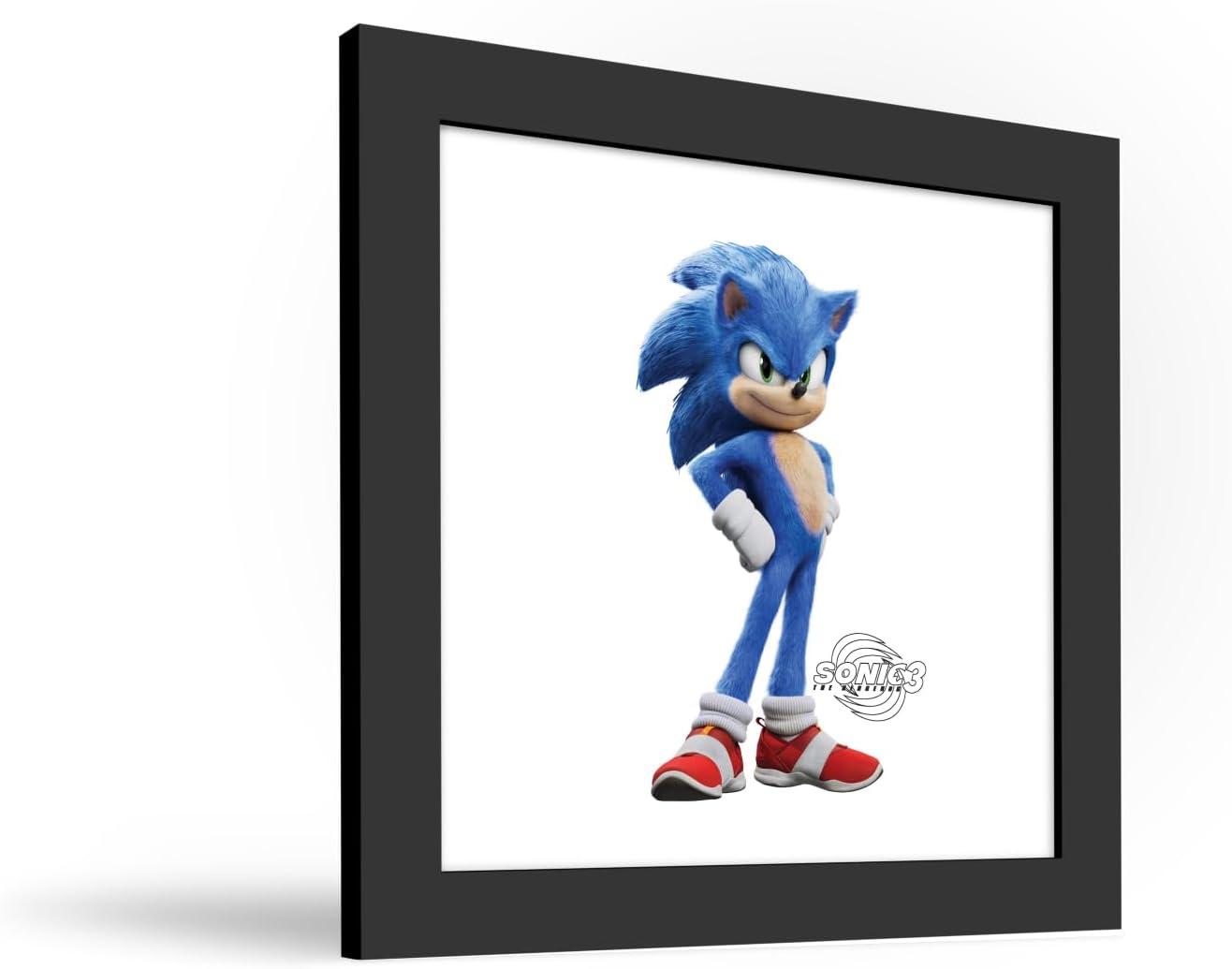 Gallery Pops Sonic the Hedgehog 3 - Sonic Character Wall Art, Black Framed Version, 12" x 12"