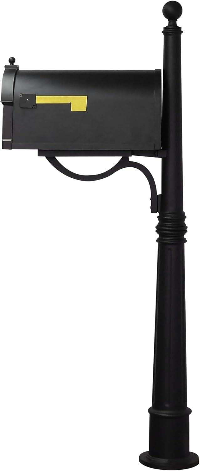 Berkshire Black Aluminum Curbside Mailbox with Ashland Post