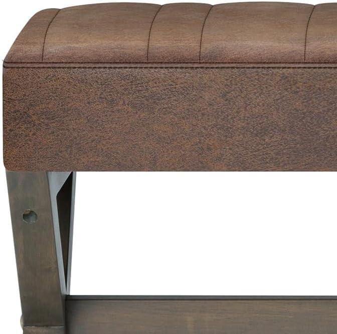 Salinger 48" Chestnut Brown Faux Leather Ottoman Bench