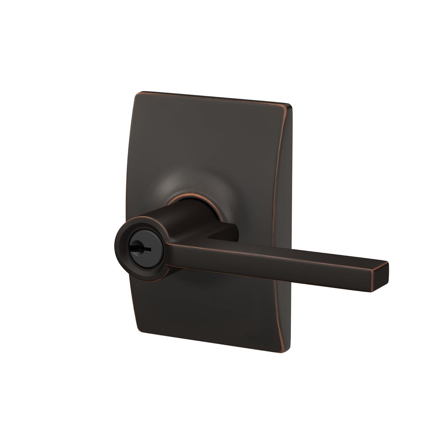 SCHLAGE F51A LAT 716 CEN Latitude Lever with Century Trim Keyed Entry Lock, Aged Bronze