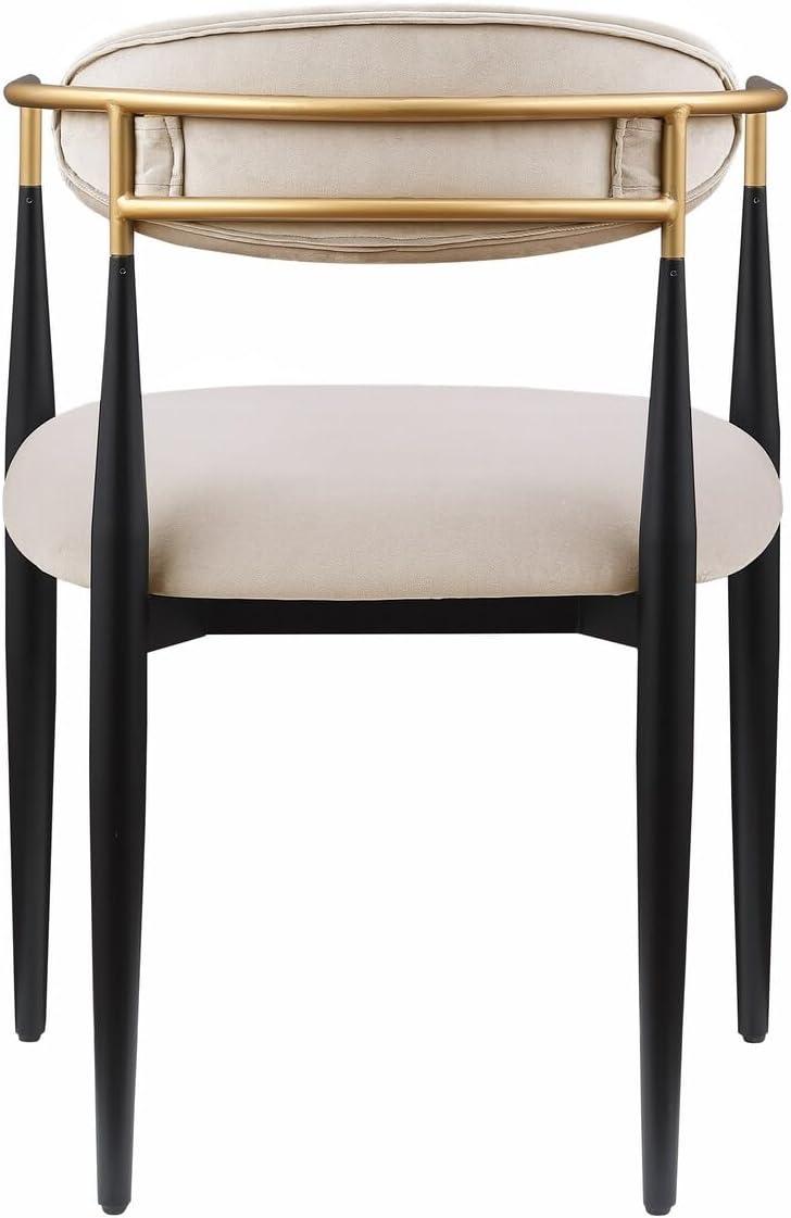 Benjara BM316796 21 in. Kenny Taupe Fabric Foam Padded Gold & Black Metal Dining Chair