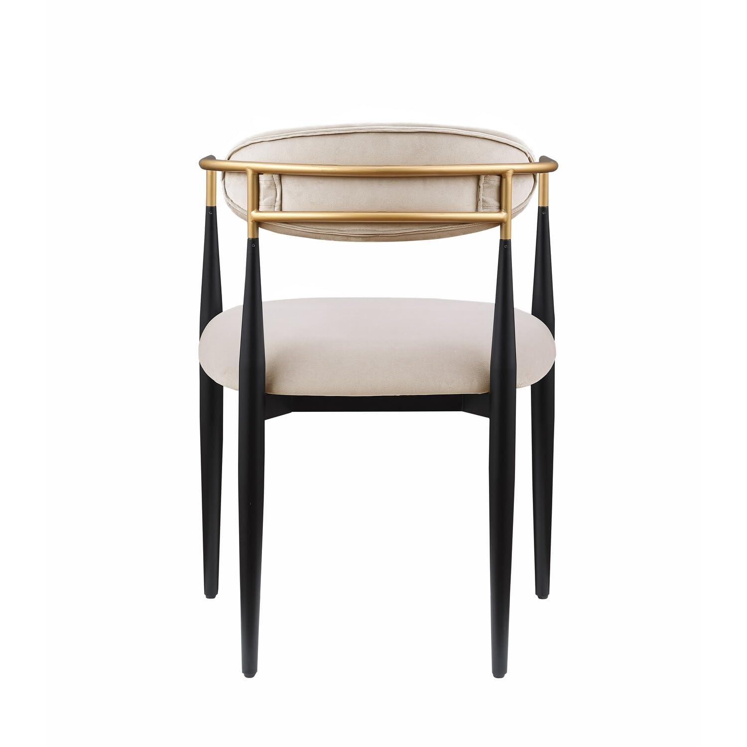 Benjara BM316796 21 in. Kenny Taupe Fabric Foam Padded Gold & Black Metal Dining Chair