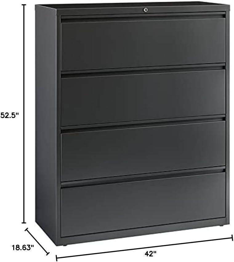 Charcoal 4 Drawer Lockable Fire Resistant Lateral File Cabinet